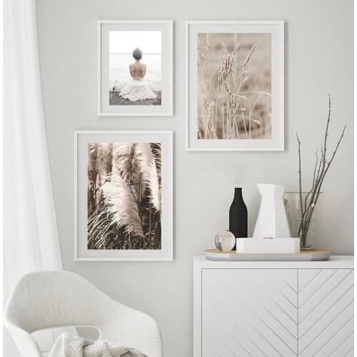 Wild Boho Plant Beige Reed Wheat Nordic Posters And Prints Wall Art Canvas Painting Wall Pictures For Living Room Home Decor