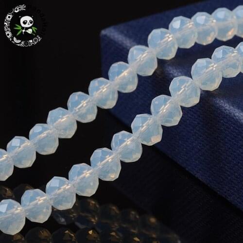 1 Strand Faceted Abacus Opalite Beads Strands Jewelry Bracelet Accessories 6x4mm, Hole: 1mm; about 95pcs/strand, 16.9" F80