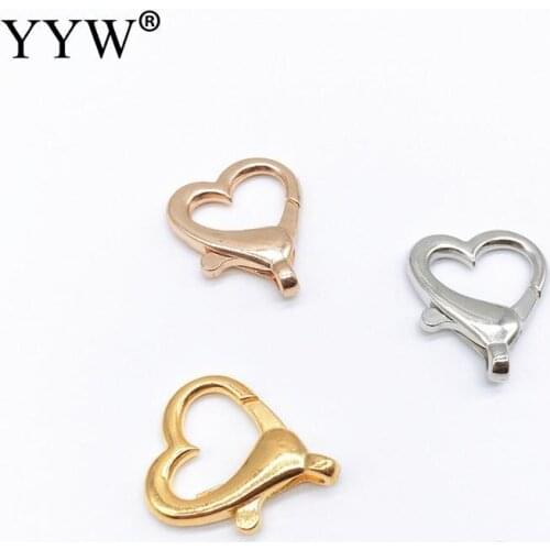 Wholesale 200pcs/lot Heart Shaped Lobster Claw Clasp Plated Shrimp Claw Clasps For Diy Jewelry Making Necklace Bracelet Findings