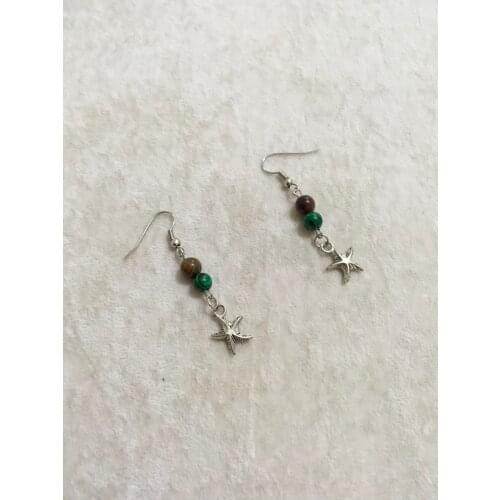 Malachite and Tiger 'S Eye Doğaltaşlı Earrings