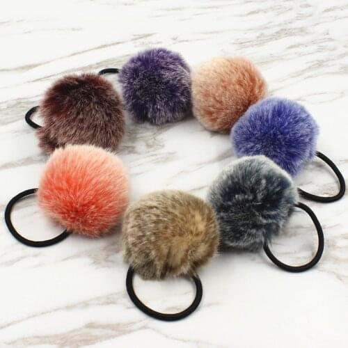 2017 New Artificial Rabbit Fur Ball Elastic Hot Hair Fashion Hair Ties Ponytail Holders Girls Hairband Headband Hair Accessories