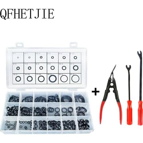 QFHETJIE 225PCS 18 Size General Rubber O-ring Classification Set Gasket And Tools Car Seal Kit Black Car Model Car Fastener Tool