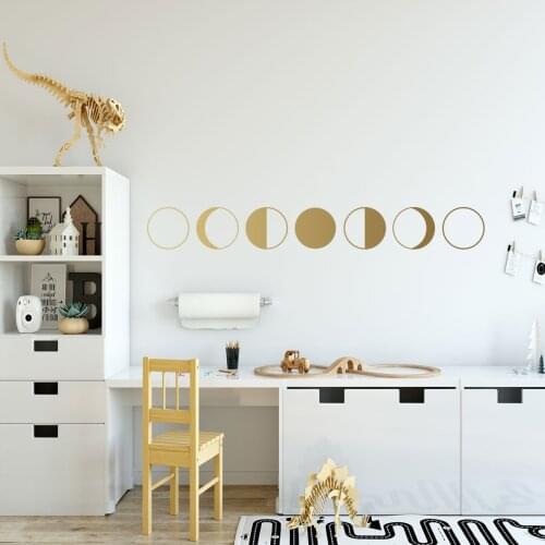 Nordic Sun Eclipse Moon Eclipse Vinyl Wall Stickers For Kids Room Decoration Creative Moon Phase Stickers Murals Wall Paper