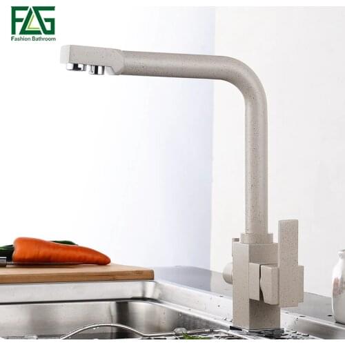 FLG Water Filter Kitchen Faucets Deck Mount Black Mixer Tap 360 Degree Rotation with Water Purification Features Kitchen Taps