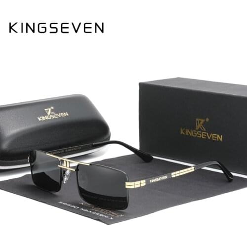 New Arrived KINGSEVEN Polarized Sunglasses Stainless Steel Vintage Frame Brand Rectangle Design Driving Fishing Sun glasses N760