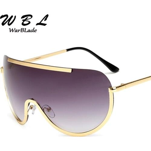 WarBLade Retro Women Sunglasses Oversize Shield Metal Frame Half Frame Sun Glasses Women Fashion Eyewear Femme Glasses