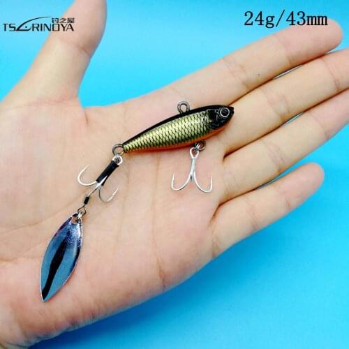 HOOFISH 8PCS/LOT NEW Spinner Bait Long Casting Fishing Lure 24g/ 43mm Metal VIB JIG Bait Saltwater Sinking Seabass Tackle