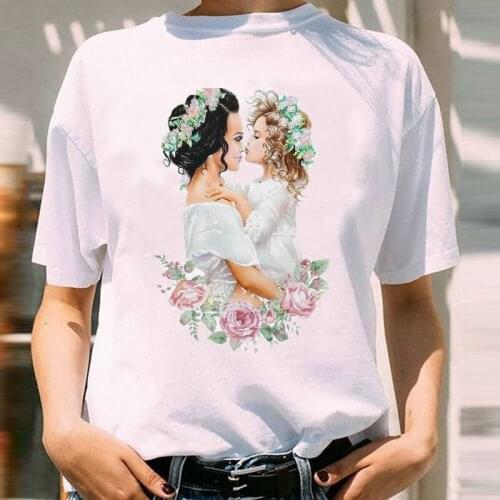 Women Graphic Floral Flower 90s Girl Daughter Short Sleeve Mom Mama Mother Cartoon Print Female Clothes Tops Tees Tshirt T-Shirt