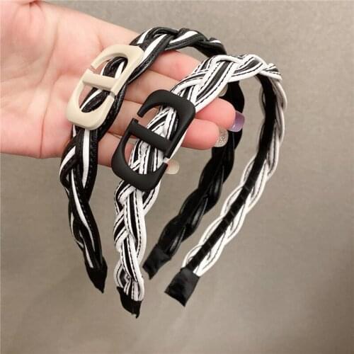 Leather Black White Letter Hairbands For Women Hair Accessories For Girls Headband Hair Band Colorful Crystal Headbands