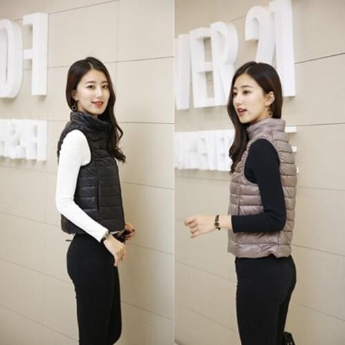 Womens down jackets wholesale 2019 quality stand collar short Korean slim vest lightweight thin down vest