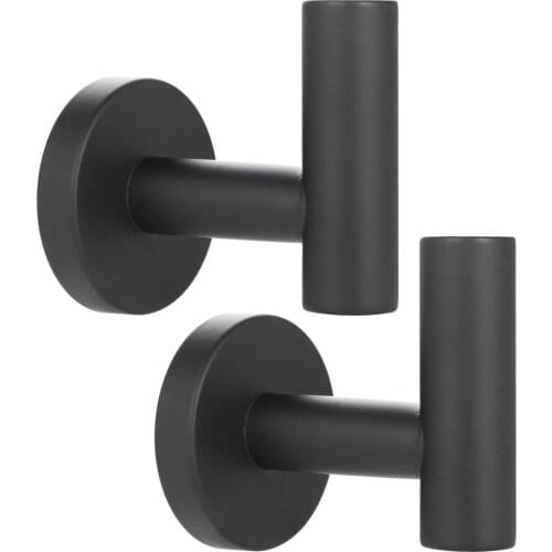 1/2Pcs Bathroom Matte Black Single Coat Hook Single Towel/Robe Clothes Hook for Bath Kitchen Contemporary Hotel Wall Mounted