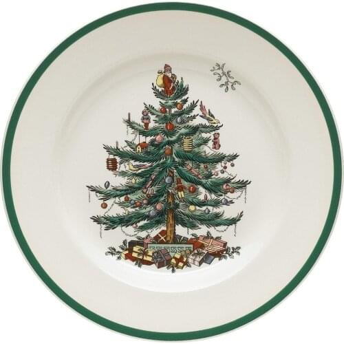1 pcs 8 inch European Christmas Tree Plate dinner plate Porcelain Dessert Plate Steak Salad Snack Cake Plates Tableware