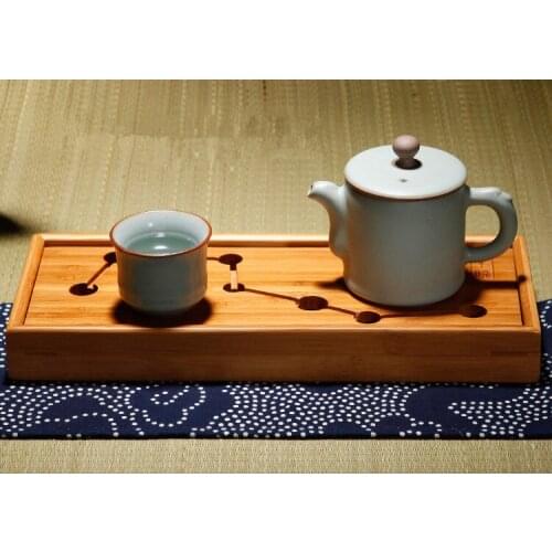1PC Seven star Kung Fu Tea Set Natural Bamboo Tea Tray Rectangular Traditional Bamboo Puer Tea Tray Chahai Tea Table MF 026