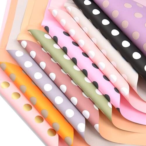 20 Sheets Korean Flowers Dots Paper Wave Point Pattern Packaging Gift Florist Wrapping Paper Flower Bouquet Decorate Supplies
