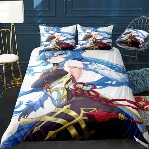 Ganyu Genshin Impact Duvet Cover Comfortable Quilt Home Decora Design Universal Bedding Set Bedclothes+Pillowcase 3pcs
