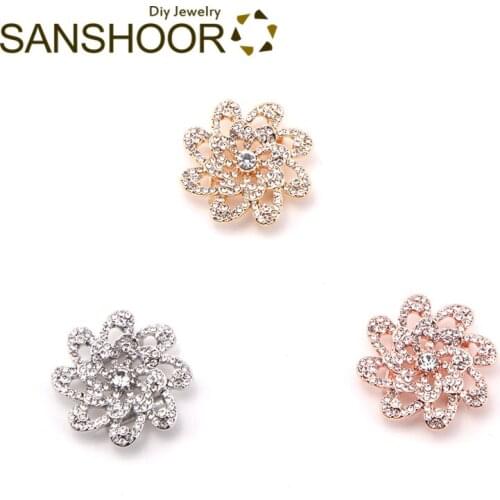 SANSHOOR Snowflake Crystal Slide Charms DIY 10MM Keeper Bracelet Jewelry Accessories For Women Christmas Gift 3Pcs