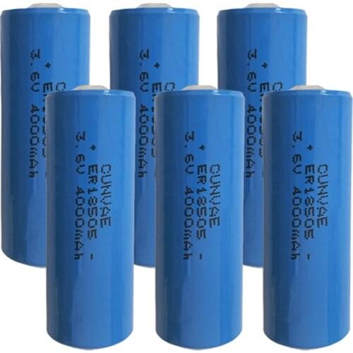 6Packs ER18505 3.6V 18505 4000mah A size LiSCLO2 Battery 10years Superior A size Batteries security devices Millitary devices