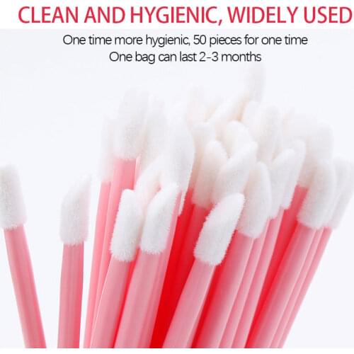 Abonnie 50pcs Single-use Lip Brush Makeup Plastic Disposable Lip Brushes Synthetic Hair Brush Full Size Lipsticks Lipbrush
