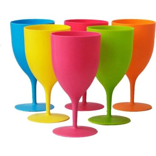 Large Multicolor Wine Champagne 350ml PE Juice Cup Drop-resistant Plastic Goblet for Baby Shower Birthday Party Decorations Kids