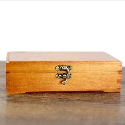Antique solid wood square childrens pencil case Solid wood pen case Storage box wooden Pencil case stationery, jewelry storage