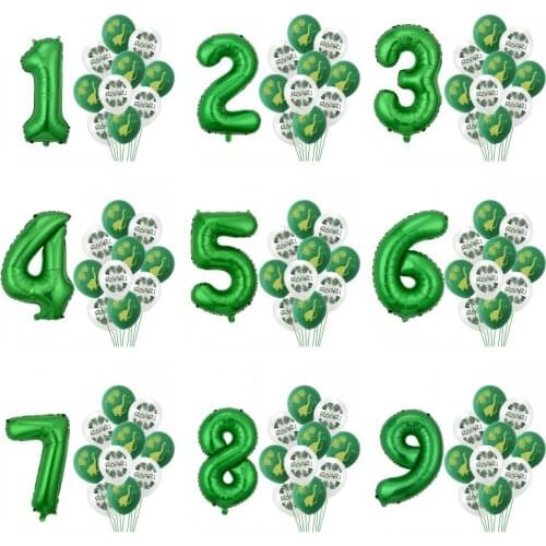 Dinosaur Party Balloons Green Number Foil Ballons Jungle Safari Dino Theme Party Balons 1st Birthday Party Decorations Kids