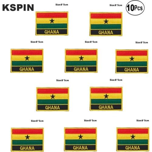 Ghana Flag Embroidery Patches Iron on Saw on Transfer patches Sewing Applications for Clothes in Home&Garden