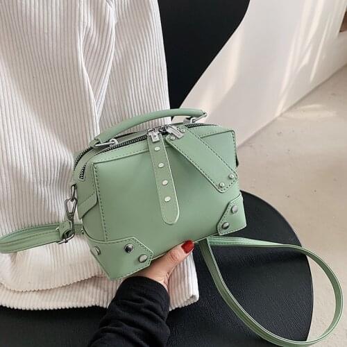 Individuality Shoulder Bag Rivet Crossbody Women Solid Mini Daily Quality PU Handbag 2021 Casual Portable Purse Sac A Main X276H