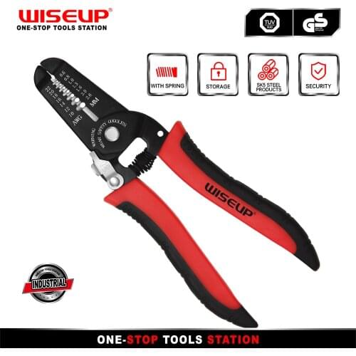 WISEUP 8" Electrical Wire Stripping Tool 20-8 AWG Professional Electricians Hand Tools Wire Stripper Manganese Steel Tool