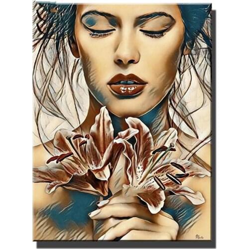 Full Square/Round DIY Drill Embroidery Lily Woman Diamond Painting Cross Stitch Elegant Lady Mosaic Puzzle Picture JX534