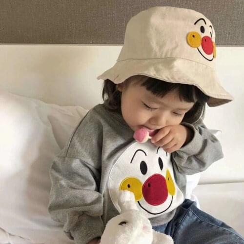 Newsborn Baby Cap Spring Korean Version Cartoon Face Girl Lovely Bucket Hats Beach Boy Fisherman Hat Travel Sunshade Basin Caps