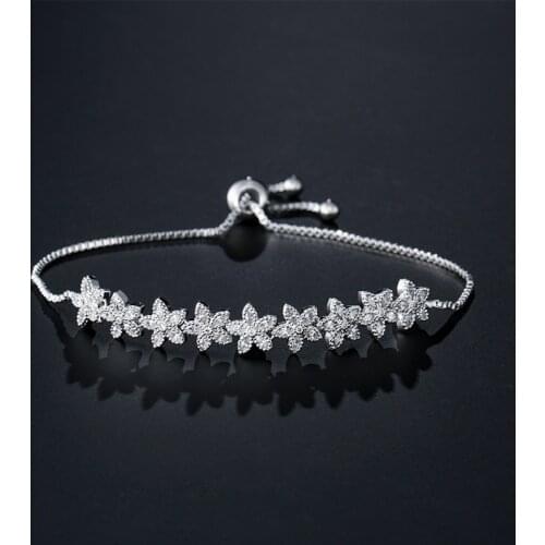 Tiny Trendy cubic Zirconia Small Flower Set Bracelet Shiny Crystal Adjustable Star Bracelets For Women Fashion Jewelry 2021