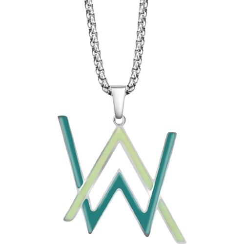 Trendy Electronic Music Luminous AW Statement Necklace Pendant for Men Hip Hop Box Chain Mens Fine Jewelry Stainless Steel Gift