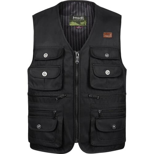 Male Summer Thin Multi Pocket Vest Photographer Outerwear Tool 3 Colors Sleeveless Jacket Waistcoat for Men with Many Pockets