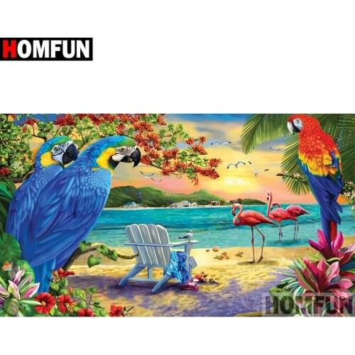 HOMFUN Full Square/Round Drill 5D DIY Diamond Painting "parrot" Embroidery Cross Stitch 5D Home Decor A01505