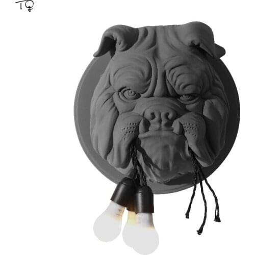 Nordic Lovely Cute Bulldog Wall Lamp Art Decor Home Resin Wall Scoces Study Living Room Restaurant Hall Studio Aisle Corridor