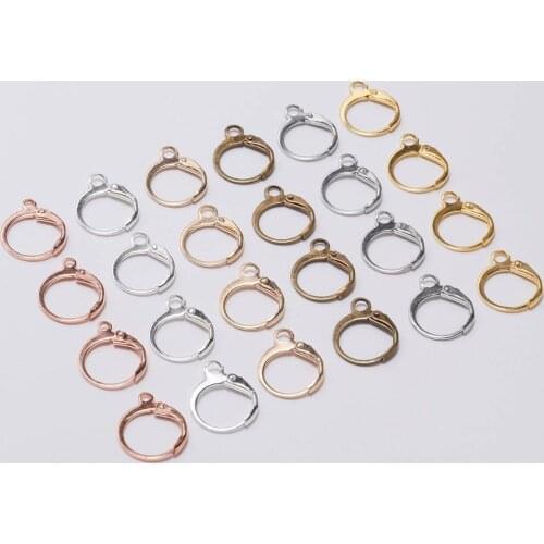 20pcs/lot New Gold Hook Earrings Clasps & Hooks Material 14*12mm Size Wire Settings Base Hoops Supplies For DIY Jewelry