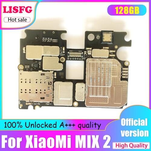 Original Unlocked Main Board Logic Board Motherboard 128G For Xiaomi Mi MIX 2 MIX2 With Chips Global version Circuits Flex Cable
