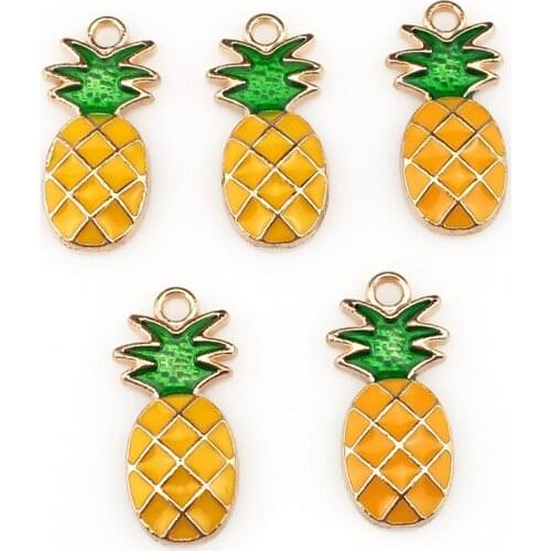 5pcs/lot Light Gold Yellow Pineapple Fruit Pendant Jewelry Finding Making 22222