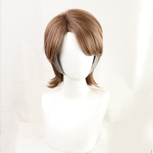 The Final Season Attack on Titan Jean Kirstein Short Layered Brown Gray Mixed Heat Resistant Synthetic Hair Cosplay Wig +Wig Cap