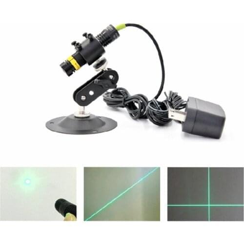 Adjustable 515nm 30mW Green Laser Diode Module Dot / Line / Cross with Holder and Adapter for Alignment DC12V