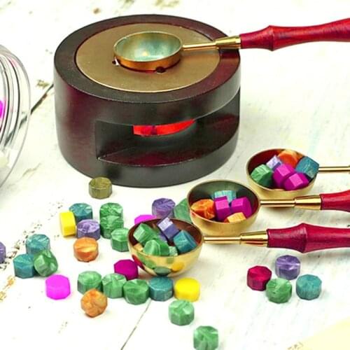 Hexagon Wooden Glue Pot Fire Warmer Stamp Sealing Wax Bar Sticks Beads Melting Furnace Tool Stove for Fire Paint Stamp