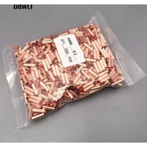 1000PCS 4mm2 GT-4 φ3 mm Copper connecting pipe wire joint small copper tube Copper Connection Tube Wire Connector