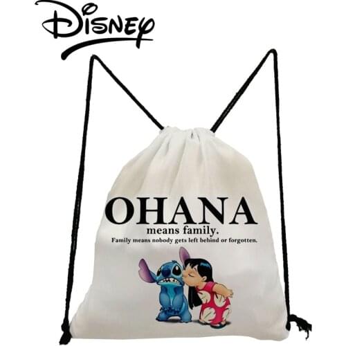 Disney Lilo Stitch Printed Drawstring Bags Cartoon Casual Mini Child Backpack Letter Eco Reusable Travel Storage Bag Foldable