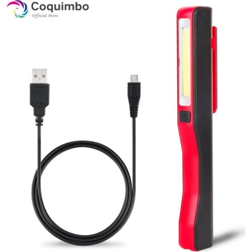 COB LED Flashlight Emergency Working Light With Magnet Pocket Clip Camping Light Built In Battery Multi-purpose LEDs Penlight