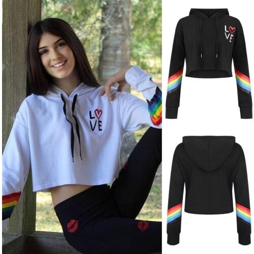 Hoodie Women Autumn and Winter New Womens Loose Sweater Fashion Short Wild Hooded Sweatshirt Suéter corto Pull court c50