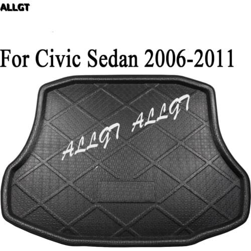 Waterproof Rubber Rear Trunk Linear Cargo Floor Mat Automotive for Honda Civic Sedan 2006 2007 2008 2009 2010 2011 Black