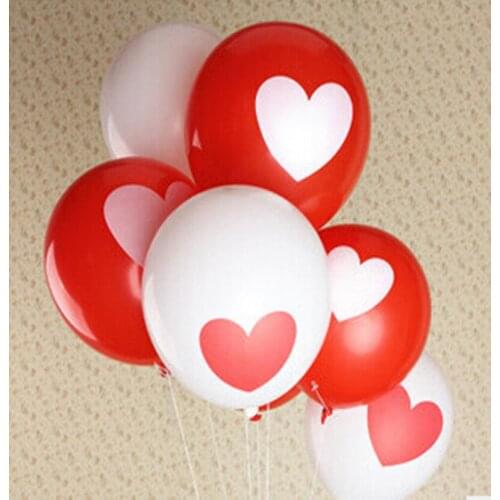 Eternal Love heart balloon (100piece/lot ) 12inch red and white color round balloons 100% latex Balloons