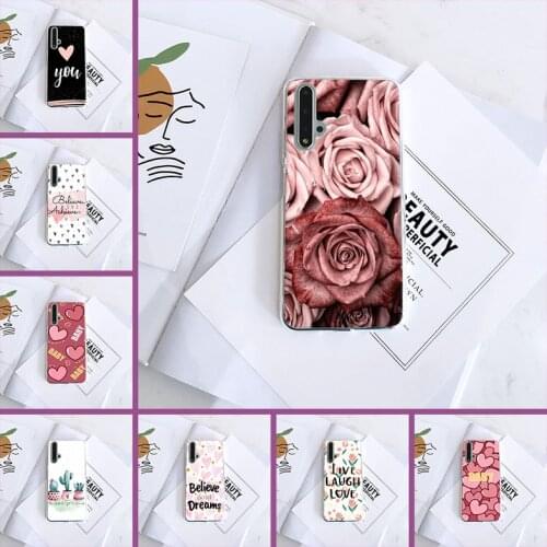 Back Cover For Huawei Honor 8A Pro 8S V20 Soft Silicone Heart Flower Love Rose Phone Case For Huawei Honor 20 Lite Pro 10i 20i