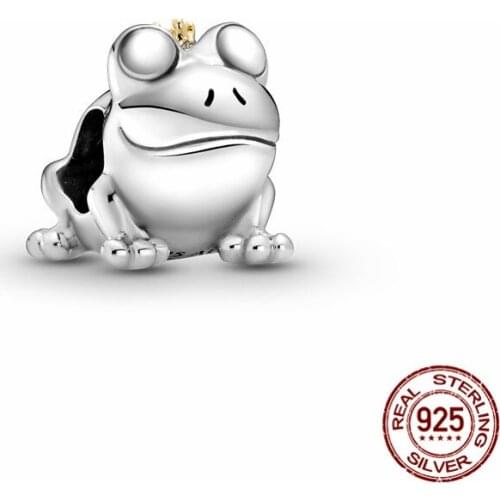 2021 New Real 925 Sterling Silver Two-tone Frog Prince Charm Fit Original 3mm Bracelet&Bangle For Women Birthday Fashion Jewelry