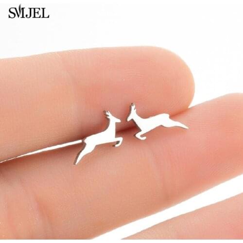 Stainless Steel Running Deer Stud Earrings Women Girls Fashion Cartoon Reindeer Tree Snowflake Spercial Christmas Jewelry Gifts